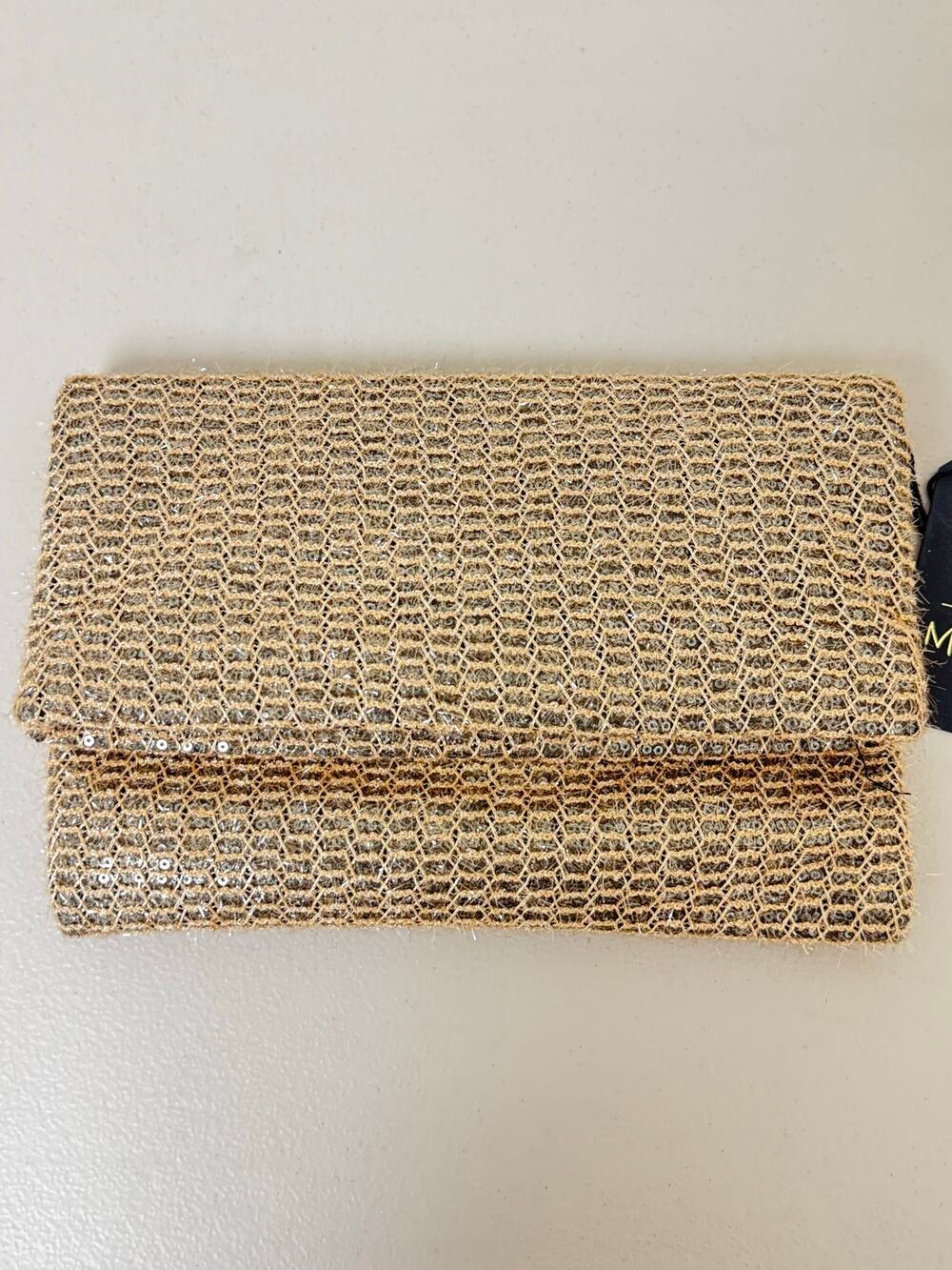 Moda Luxe Woven Evening Clutch with Gold Chain Strap